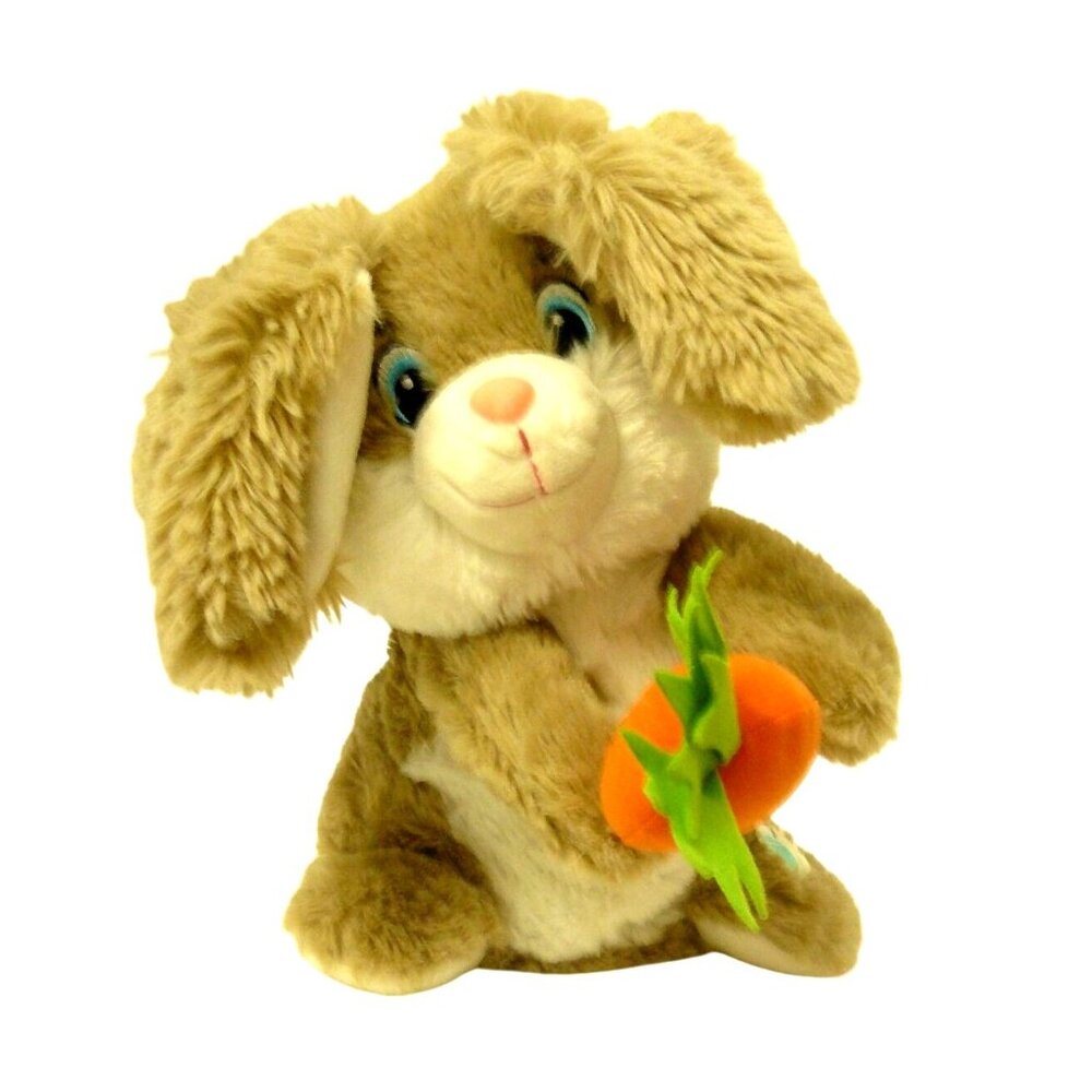 Animated Fluffy Bunny Rabbit Plush Holding Carrot "Peek A Boo!" By DanDee